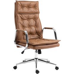 Silla de oficina Sotira en piel auténtica marrón claro