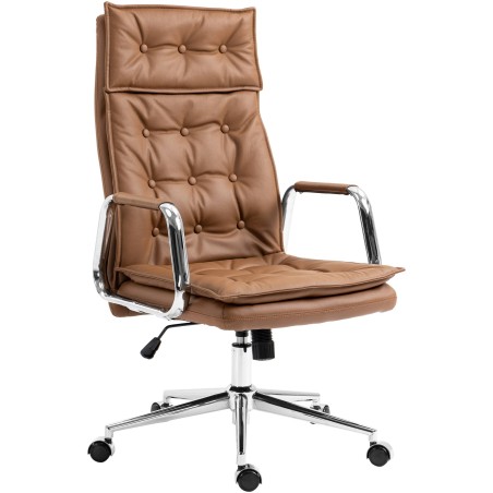 Silla de oficina Sotira en piel auténtica marrón claro