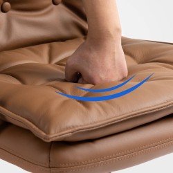 Silla de oficina Sotira en piel auténtica marrón claro