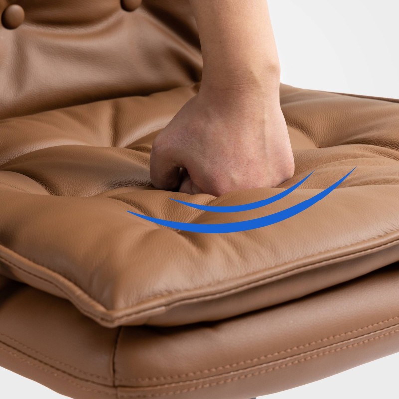 Silla de oficina Sotira en piel auténtica marrón claro