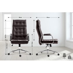 Silla de oficina Sotira en piel auténtica marrón