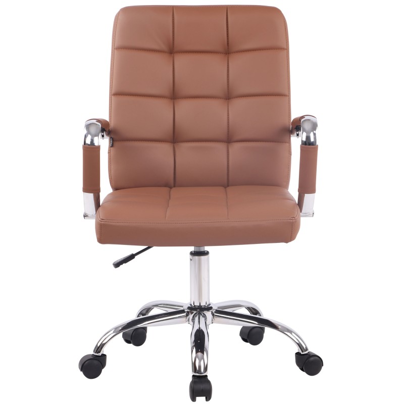 Silla de oficina Deli PRO, piel sintética marrón claro