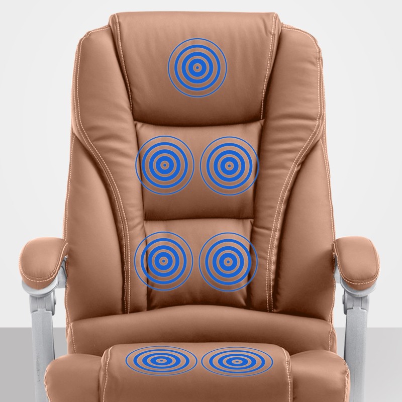 Silla de oficina Pacific con función de masaje V2 en símil piel marrón claro