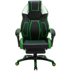 Silla de oficina Clovis en piel sintética negra/verde