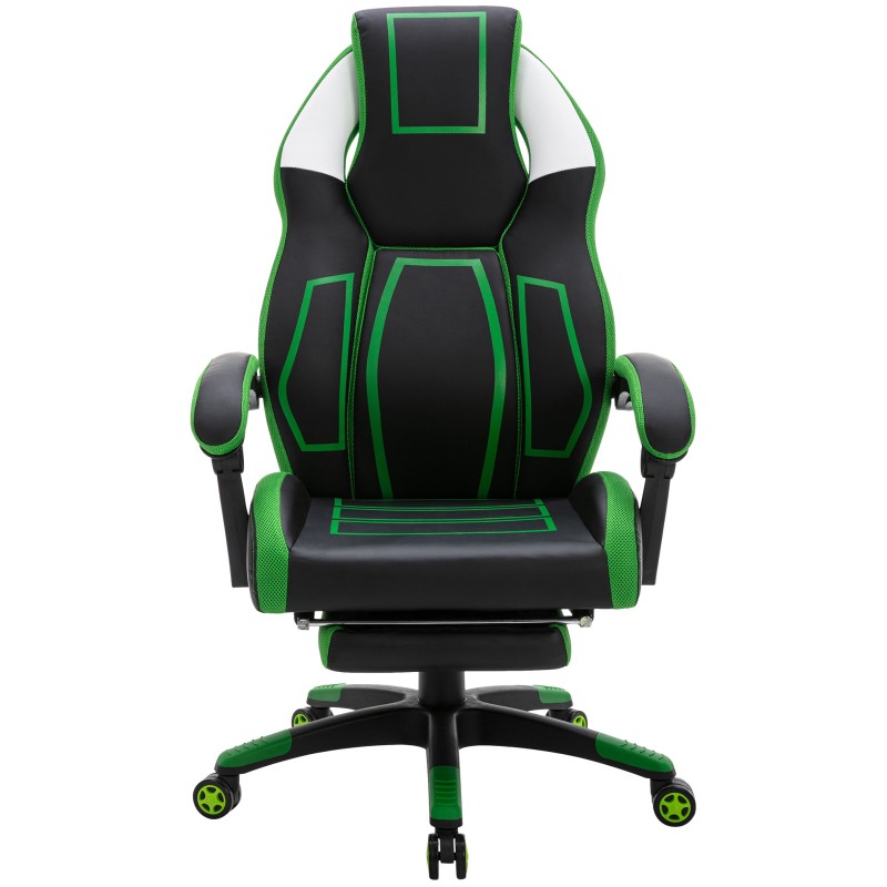 Silla de oficina Clovis en piel sintética negra/verde