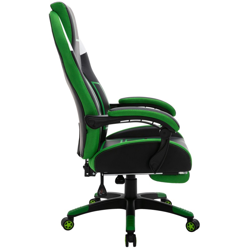 Silla de oficina Clovis en piel sintética negra/verde