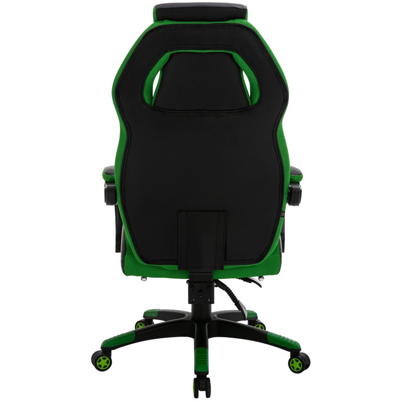 Silla de oficina Clovis en piel sintética negra/verde