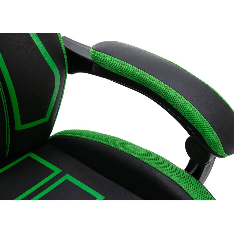 Silla de oficina Clovis en piel sintética negra/verde