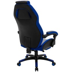 Silla de oficina Clovis en piel sintética negra/azul