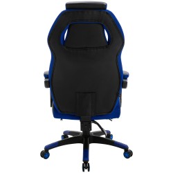 Silla de oficina Clovis en piel sintética negra/azul