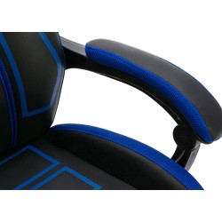 Silla de oficina Clovis en piel sintética negra/azul