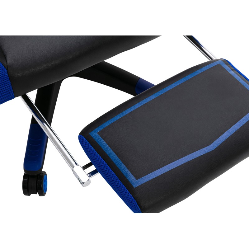 Silla de oficina Clovis en piel sintética negra/azul