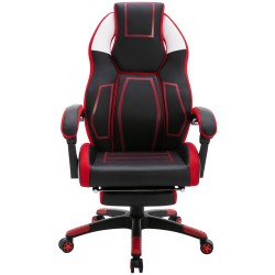 Silla de oficina Clovis en piel sintética negra/roja