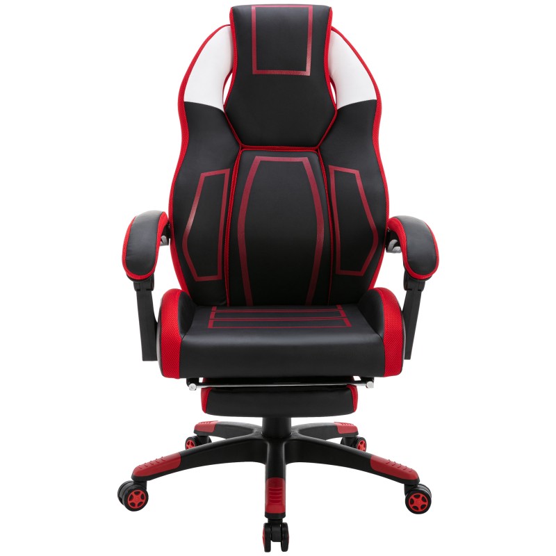 Silla de oficina Clovis en piel sintética negra/roja