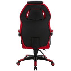 Silla de oficina Clovis en piel sintética negra/roja