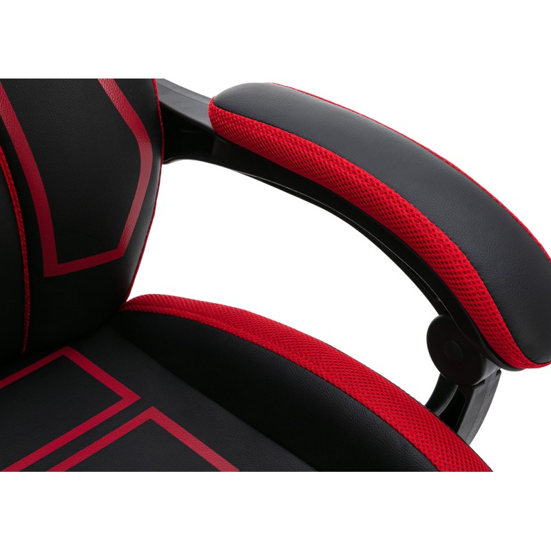 Silla de oficina Clovis en piel sintética negra/roja