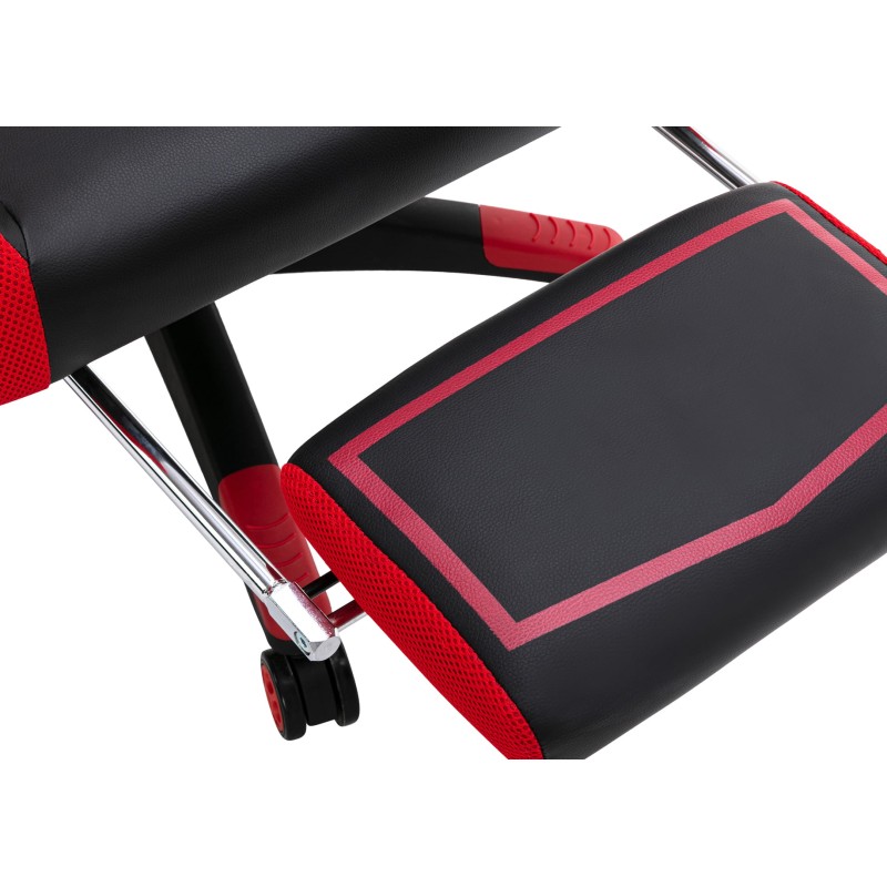 Silla de oficina Clovis en piel sintética negra/roja