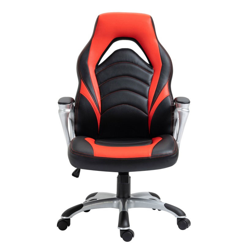 Silla de oficina Foxton, negra/roja, piel sintética