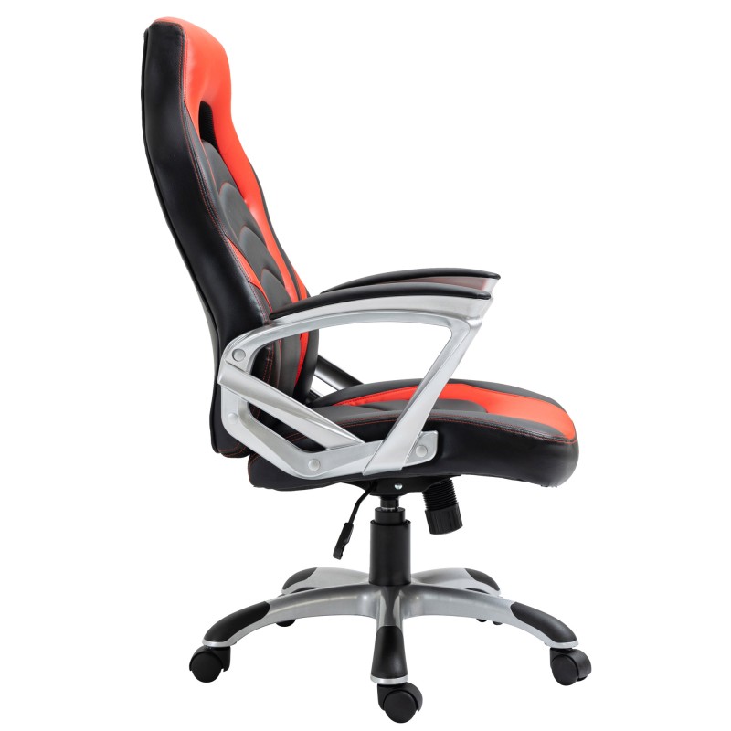 Silla de oficina Foxton, negra/roja, piel sintética