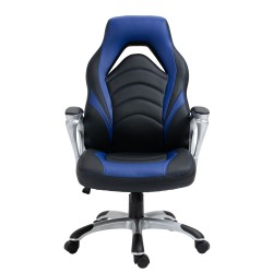 Silla de oficina Foxton, negra/azul, piel sintética