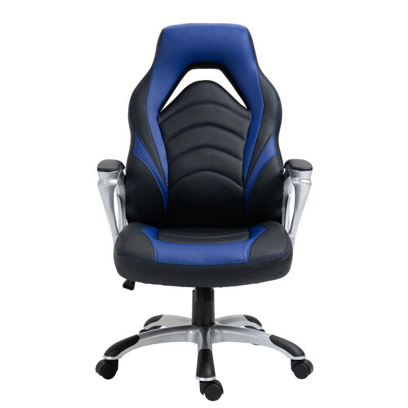 Silla de oficina Foxton, negra/azul, piel sintética