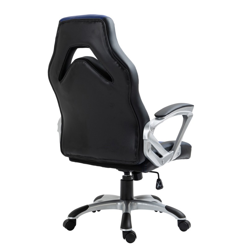 Silla de oficina Foxton, negra/azul, piel sintética