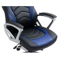 Silla de oficina Foxton, negra/azul, piel sintética