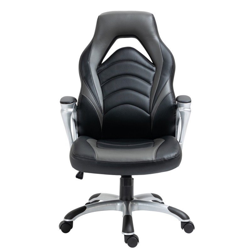 Silla de oficina Foxton, negra/gris, piel sintética