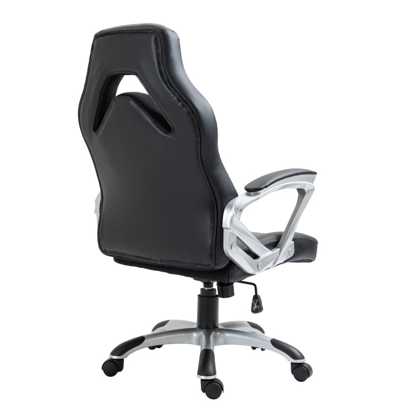 Silla de oficina Foxton, negra/gris, piel sintética