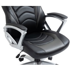 Silla de oficina Foxton, negra/gris, piel sintética