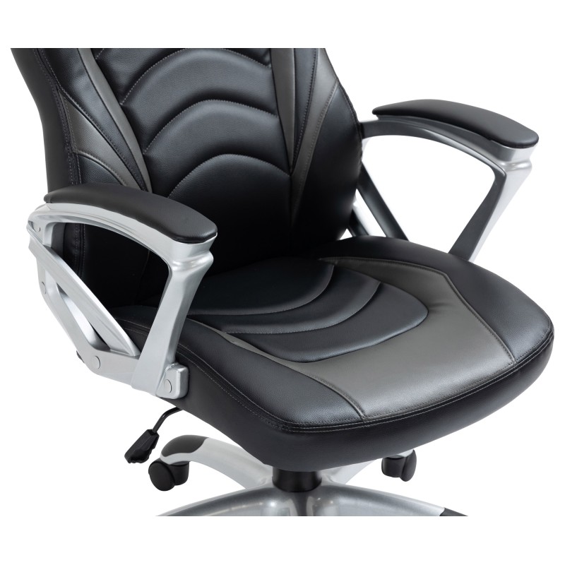 Silla de oficina Foxton, negra/gris, piel sintética