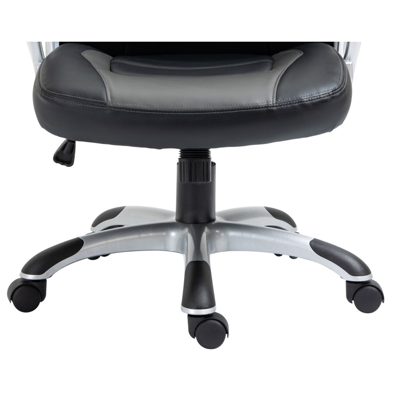 Silla de oficina Foxton, negra/gris, piel sintética