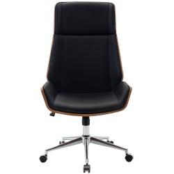 Silla de oficina Breda en nogal/piel sintética negra