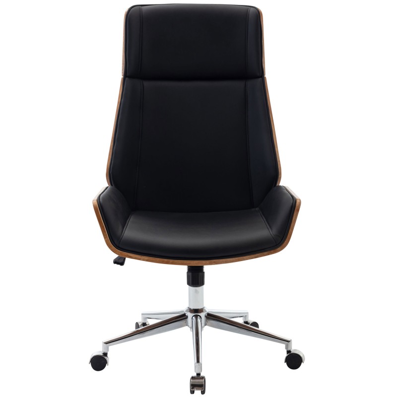 Silla de oficina Breda en nogal/piel sintética negra