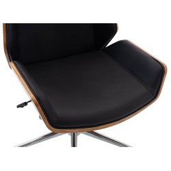 Silla de oficina Breda en nogal/piel sintética negra