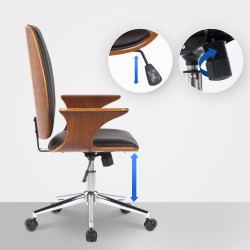 Silla de oficina Burbank en nogal/piel sintética negra