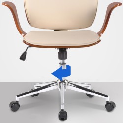 Silla de oficina Burbank en piel sintética color nogal/crema