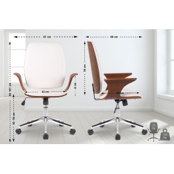 Silla de oficina Burbank en piel sintética color nogal/blanco