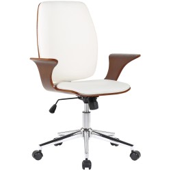 Silla de oficina Burbank en piel sintética color nogal/blanco
