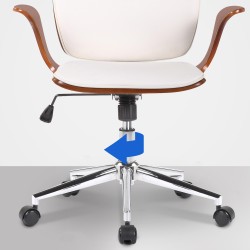 Silla de oficina Burbank en piel sintética color nogal/blanco