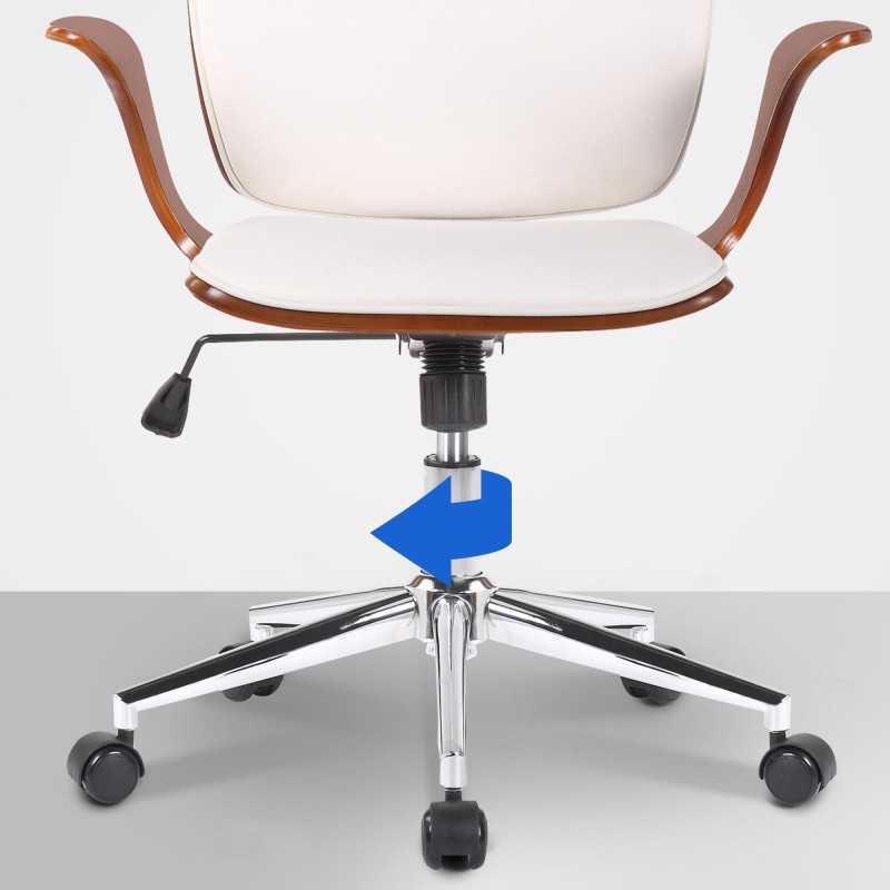 Silla de oficina Burbank en piel sintética color nogal/blanco