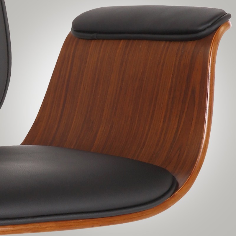 Silla de oficina Kemberg en nogal/piel sintética negra