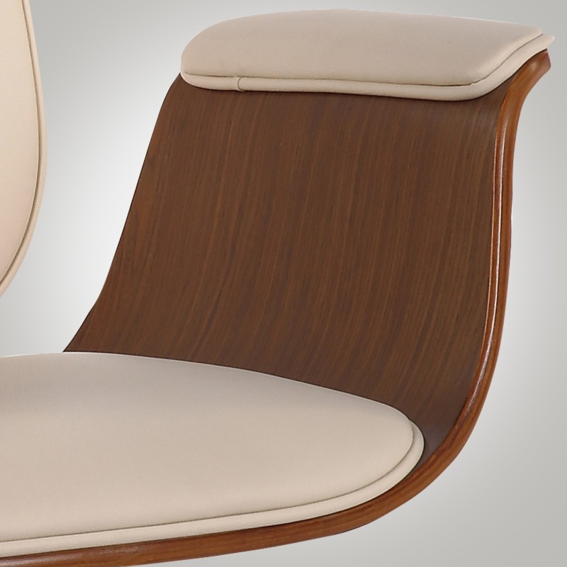 Silla de oficina Kemberg, piel sintética, nogal/crema