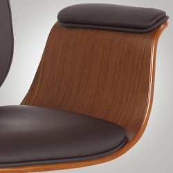 Silla de oficina Kemberg, piel sintética, nogal/marrón