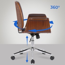 Silla de oficina Kemberg, piel sintética, nogal/marrón