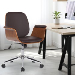 Silla de oficina Kemberg, piel sintética, nogal/marrón