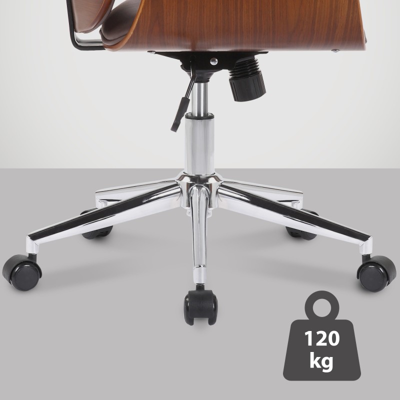 Silla de oficina Kemberg, piel sintética, nogal/marrón