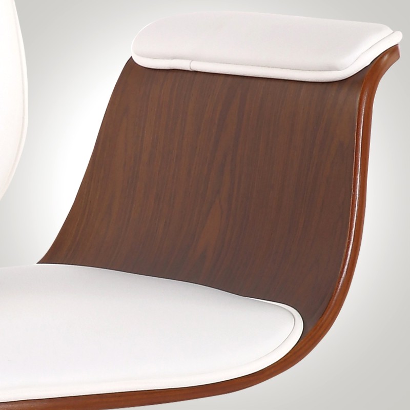 Silla de oficina Kemberg, piel sintética, nogal/blanco