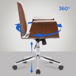 Silla de oficina Kemberg, piel sintética, nogal/blanco