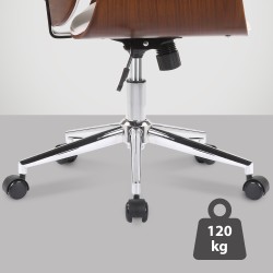 Silla de oficina Kemberg, piel sintética, nogal/blanco